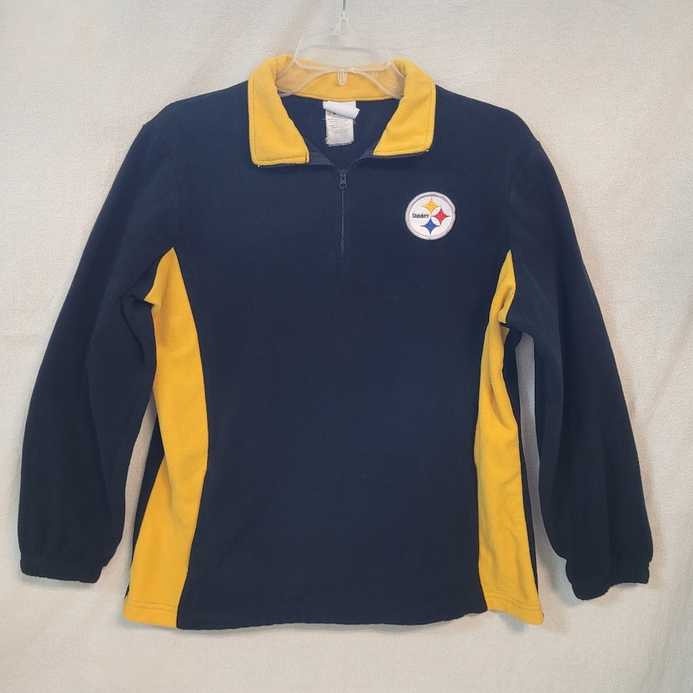 Steelers NFL Team Logo Quarter-Zip Fleece Pullover, Womens Small/Medium